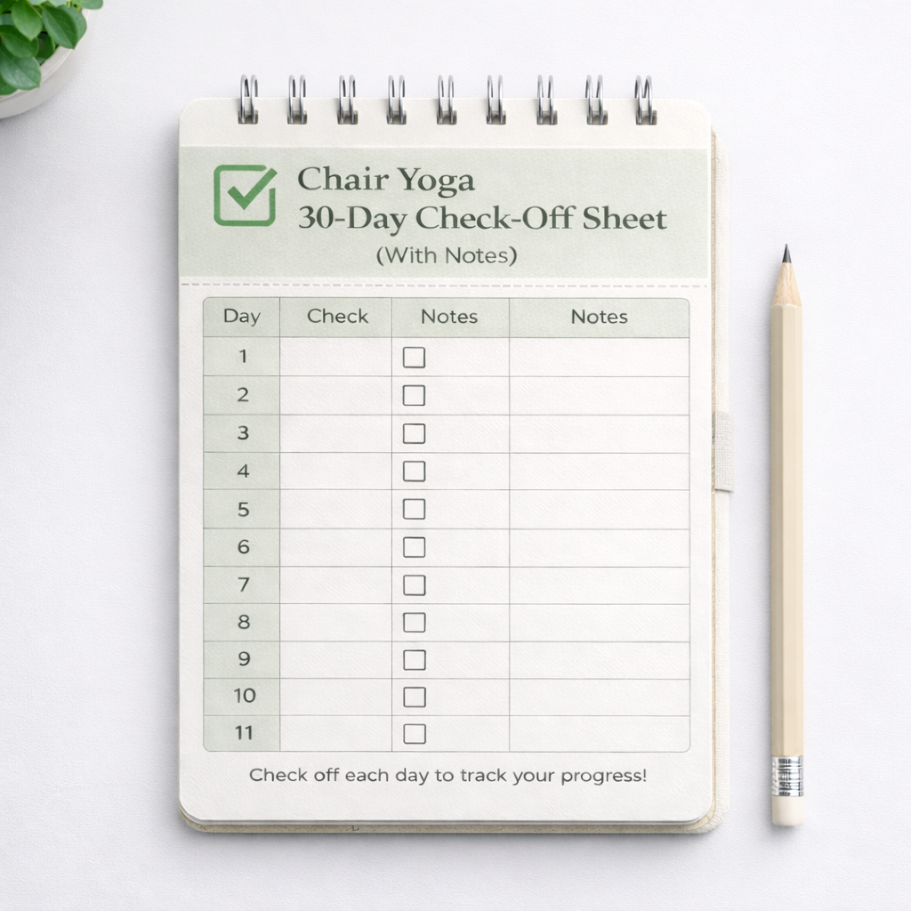 Chair Yoga 30-Day Check-Off Notebook